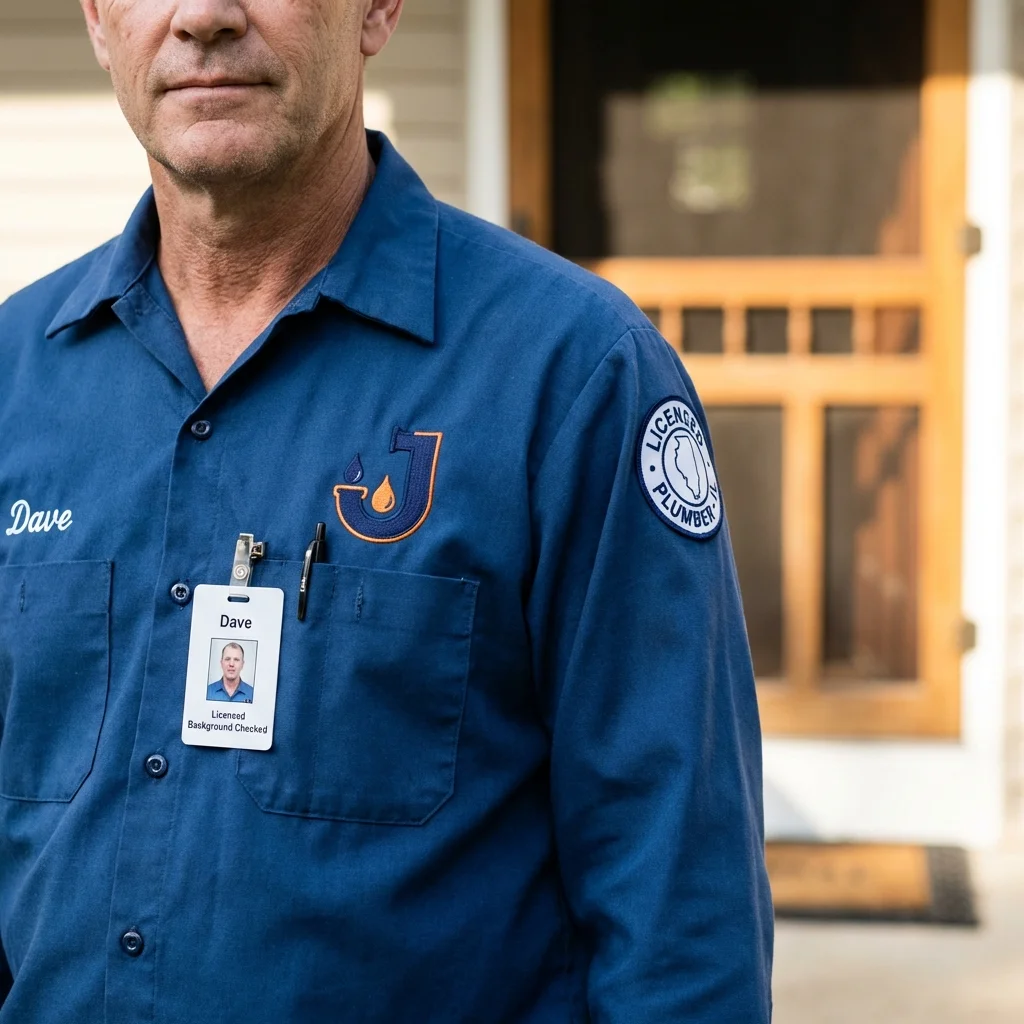 Licensed plumber showing ID badge in Wading River, NY