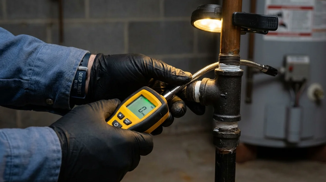 Gas leak detection with electronic sniffer by Johns Plumbing LLC in Wading River