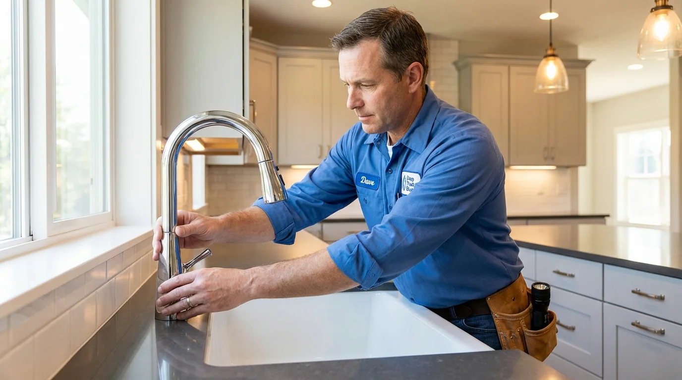 Kitchen faucet installation by Johns Plumbing LLC in Wading River